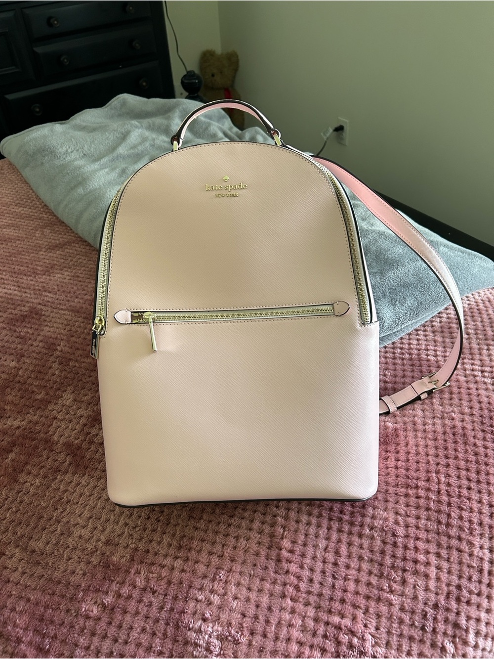 kate spade Leather Backpack in Blush Pink and Cream with Gold Hardware - Picture 5 of 7